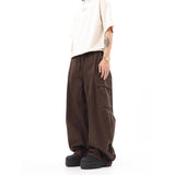 Coverwin Khaki Cargo Pants Mens Multi Pocket Hip Hop Mid Rise Baggy Casual Trousers Man Fashion Streetwear Male Clothes