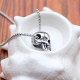 Coverwin Goth Skull Pendant Chain Necklace For Men Jewelry Skeleton Punk Halloween Accessories