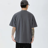 Coverwin 2024 Mens Tshirts Summer New Solid Color Loose Casual T Shirt Men Korean Fashion 100% Cotton Plus Size 5xl Men Clothing