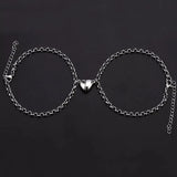 Coverwin 2Pcs Bracelets for Women Men Fashion Couple Cuff Jewelry Vintage Chains Heart Magnet Bracelets Korea Trendy Pulsera