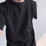 Coverwin Summer Clothing Men's Refinement Crew Neck Bottoming Shirt Solid Color Thin Cozy Leisure Loose Daily Short Sleeve T-Shirt