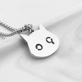 Coverwin Fashion Crying Cat Multi-layered Necklace For Women Men Korean New Design Titanium Steel Kpop Pendant Sweater Chain Jewelry Gift