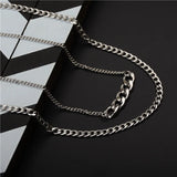 Coverwin 2024 Hip Hop Double Layer Titanium Steel Necklace For Men Women Unisex Vintage Sweater Nk Chain Punk Jewelry Kpop Accessories