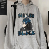 Coverwin Men's Clothing Anime Manga Sweatshirts for Man Black Print Hooded Hoodies Letter Aesthetic Overfit Harajuku Fashion Autumn Emo