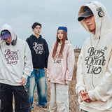 Coverwin Letter Print Hooded Sweatshirt for Mens 2024 Spring New Casual Popular Sweatshirts Couples American Streetwear