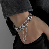 Coverwin Kpop Stainless Steel Metal Chains Bracelets For Women Men Punk Sliver Cuban Link Chain Wristband Bracelet Classic Charms Jewelry