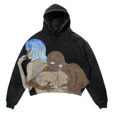 Coverwin Harajuku Oversized Letter Print Streetwear Hoodie Vintage Streetwear Sweatshirt Goth Jacket Y2k tops Hoodies men clothing
