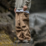 Coverwin 2024 Autumn Cargo Pants Men Baggy Watertight Mid Rise Drawstring Men Parachute Pants Techwaer Tourism Men Pants