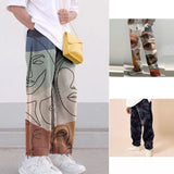 Coverwin Spring Autumn Male Streetwear Printed Pants Straight Loose Mid Waist Casual Trousers Men Sports Pants Fashion Mens Pants MY469