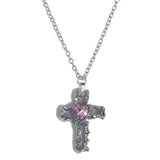 Coverwin New Gothic Heart Zircon Cross Necklace Black Crystal Punk Y2K Heart Cross Chain Pendant Necklace for Woman Daily Wear