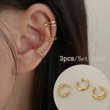 Coverwin 3Pcs/Set New Long Tassel Ear Cuff No Piercing Earrings Female  Zircon Shining C Shape Design Simple Ear Clip Party Jewelry