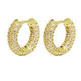 Coverwin Luxury Geometric Rhinestone Hip Hop Round Hoop Earrings for Men Women Shiny Rock Style  jewelry