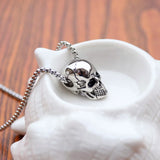 Coverwin Goth Skull Pendant Chain Necklace For Men Jewelry Skeleton Punk Halloween Accessories