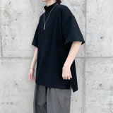Coverwin Summer Cotton Short Sleeved T-shirt Men Stand Collar T Shirt Men Japanese Streetwear Hip-hop Loose Casual T Shirt Mens Top M-2XL