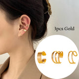 Coverwin 3Pcs/Set New Long Tassel Ear Cuff No Piercing Earrings Female  Zircon Shining C Shape Design Simple Ear Clip Party Jewelry