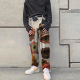 Coverwin Spring Autumn Male Streetwear Printed Pants Straight Loose Mid Waist Casual Trousers Men Sports Pants Fashion Mens Pants MY469