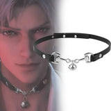 Coverwin Game Love And Deepspace Sylus Cosplay Choker Adult Unisex Alloy Leather Sexy Necklace Bell Pendant Jewelry Accessories Prop