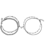 Coverwin 2Pcs Punk Magnet Couple Bracelet for Women Alloy Romantic Magnet Men Paired Jewelry Valentine's Day gift Silver Color