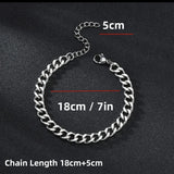 Coverwin 3MM-15MM Thick Stainless Steel Cuban Chain Bracelet For Men Adjustable Size Trend Accessory Jewelry Hand Chains Male