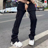 Coverwin Straight-leg Cargo Pants Casual Trendy Streetwear Vibe Style Unisex Multi-pocket Hip Hop Straight-legged Pants For Men Women