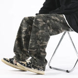 Coverwin 2024 Jeans Mens Spring and Autumn Casual Camouflage Drawstring Pants American Fashion Pure Cotton Casual Denim Jean Man