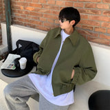 Coverwin Short Jacket Men's Fashion Army Green Black Casual Jackets Mens Streetwear Wild Loose Hip Hop Bomber Jacket Men Outwear M-2XL