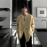 Coverwin Korean-style Blazers Men Leisure Trendy Loose One Button Suit Jackets Male Daily Streetwear All-match Simple Suit-tops 4 Colors