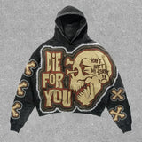 Coverwin High Street letter graphics printed oversized long-sleeved hoodies for women 2024 new hip-hop versatile lazy style couple tops