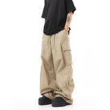 Coverwin Khaki Cargo Pants Mens Multi Pocket Hip Hop Mid Rise Baggy Casual Trousers Man Fashion Streetwear Male Clothes