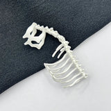 Coverwin Cyberpunk Gothic Spine Bones Skeleton Knuckle Ring Unisex Alloy Rings Adjustable Opening Hip Hop Jewelry Accessories Prop