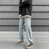 Coverwin  Baggy Embroidery Denim Pants Man 2024 New Spring Autumn Mid Rise Bleached Distressed Jeans Hip Hop Streetwear