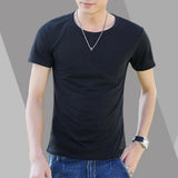 Coverwin 2024 New Men's Tops Tees T Shirt Pure Color ModaL Cotton Short Sleeved T-Shirt Male V-Neck Tops Bottoming Shirt