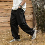 Coverwin Autumn Baggy Pants Men 2024 100% Cotton Solid Elastic Vintage Men Trousers Japan Style Casual Streetwear Cargo Pants