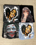 Coverwin Gothic Punk Hip-hop Rock Clothing Skull Anime Print Oversized Short-sleeved Tops Men Y2k Pure Cotton Round Neck T-shirt Women