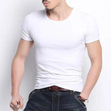 Coverwin 2024 New Men's Tops Tees T Shirt Pure Color ModaL Cotton Short Sleeved T-Shirt Male V-Neck Tops Bottoming Shirt