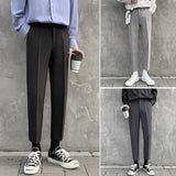 Coverwin Fashion Cropped Pants Men 2024 New Autumn Fit Mid Rise Man Tapered Pants Korean Office Business Overalls Male