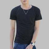 Coverwin 2024 New Men's Tops Tees T Shirt Pure Color ModaL Cotton Short Sleeved T-Shirt Male V-Neck Tops Bottoming Shirt