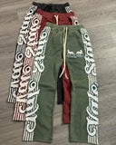 Coverwin Aesthetic Harajuku letter stripe pattern design straight wide leg baggy pants women 2024 fashion trend versatile couple y2k pant