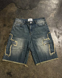 Coverwin Street washed geometric cross embroidery raw edge high quality baggy denim shorts for womens y2k summer new simple sports pants