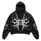 Coverwin Harajuku Oversized Letter Print Streetwear Hoodie Vintage Streetwear Sweatshirt Goth Jacket Y2k tops Hoodies men clothing