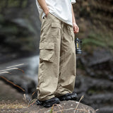 Coverwin  Multi Pocket Parachute Cargo Pants Mans 2024 Spring New Japan Outdoors Cargo Pants Men Loose Motion Casual Pants