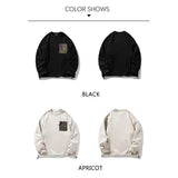 Coverwin Hem Drawstring Black Sweatshirts Man 2024 Autumn Winter New O Neck Zipper Fashion Baggy Men Pullover Casual Couple Tops