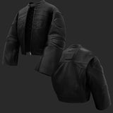 Coverwin American retro letter 3D design zipper oversized leather jacket for men autumn and winter style motorcycle element couple jacket