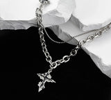 Coverwin Punk Black Flame Cross Necklace For Men Women Trend Titanium Steel Chain Sweater Pendant Hip Hop Jewelry Cool Kpop Accessories