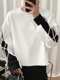 Coverwin Mens Contrast Lace-up Long Sleeve Sweatshirt SKUJ96610