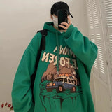 Coverwin Men's Clothing Hoodies Green Sweatshirts for Man Manga Hooded Anime Graphic Aesthetic Welcome Deal Free Shipping Offers Autumn