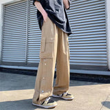 Coverwin 2023 New Men Cotton Cargo Pants Harajuku Style Straight Casual Pants for Men  Solid Big Pockets Loose Wide Leg Design Trousers