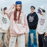 Coverwin Letter Print Hooded Sweatshirt for Mens 2024 Spring New Casual Popular Sweatshirts Couples American Streetwear