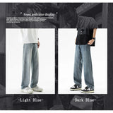 Coverwin Soft Jeans Men Mid Rise Baggy Fashion 2024 Summer New Wide Leg Jeans Male Washed American Vintage Clothes Man