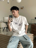 Coverwin Fashion Korean trendy retro printed T-shirt American street personality Y2K casual loose hip hop couple short sleeved T shirt